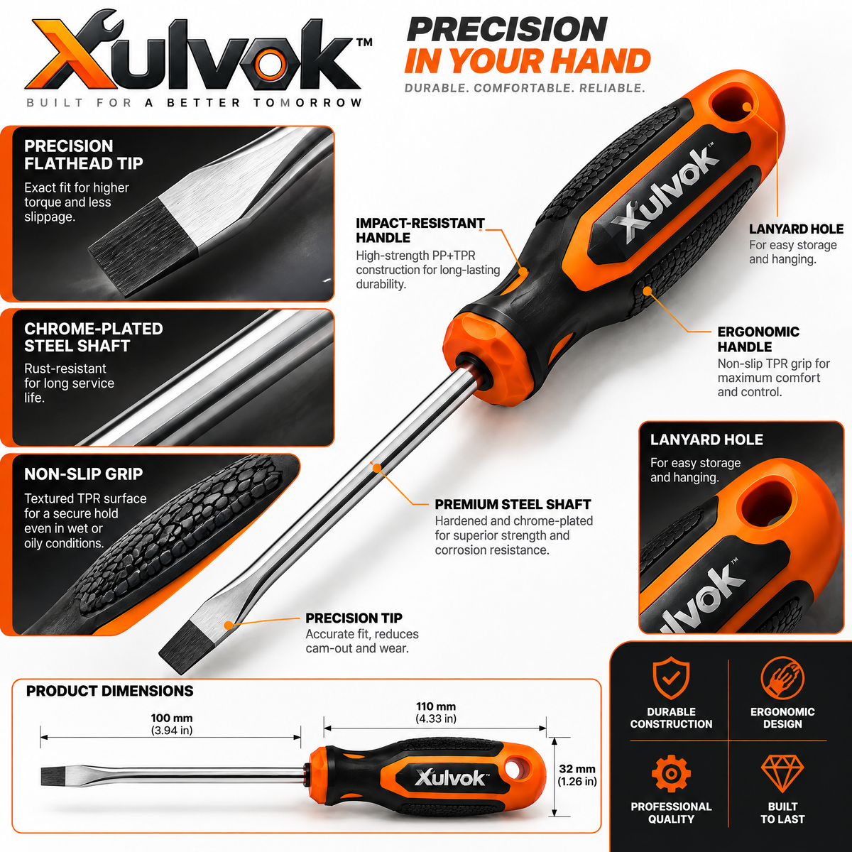 Xulvok™ Slotted Flathead Screwdriver — design details