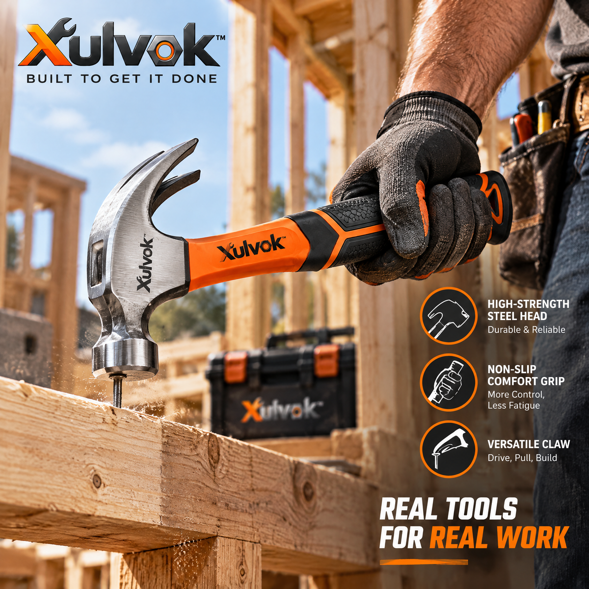 Xulvok™ Claw Hammer with Textured Grip — use example
