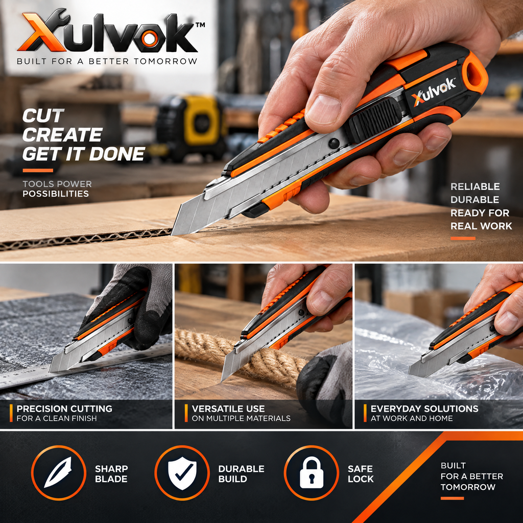 Xulvok™ Retractable Utility Knife with Blade Slider — use example