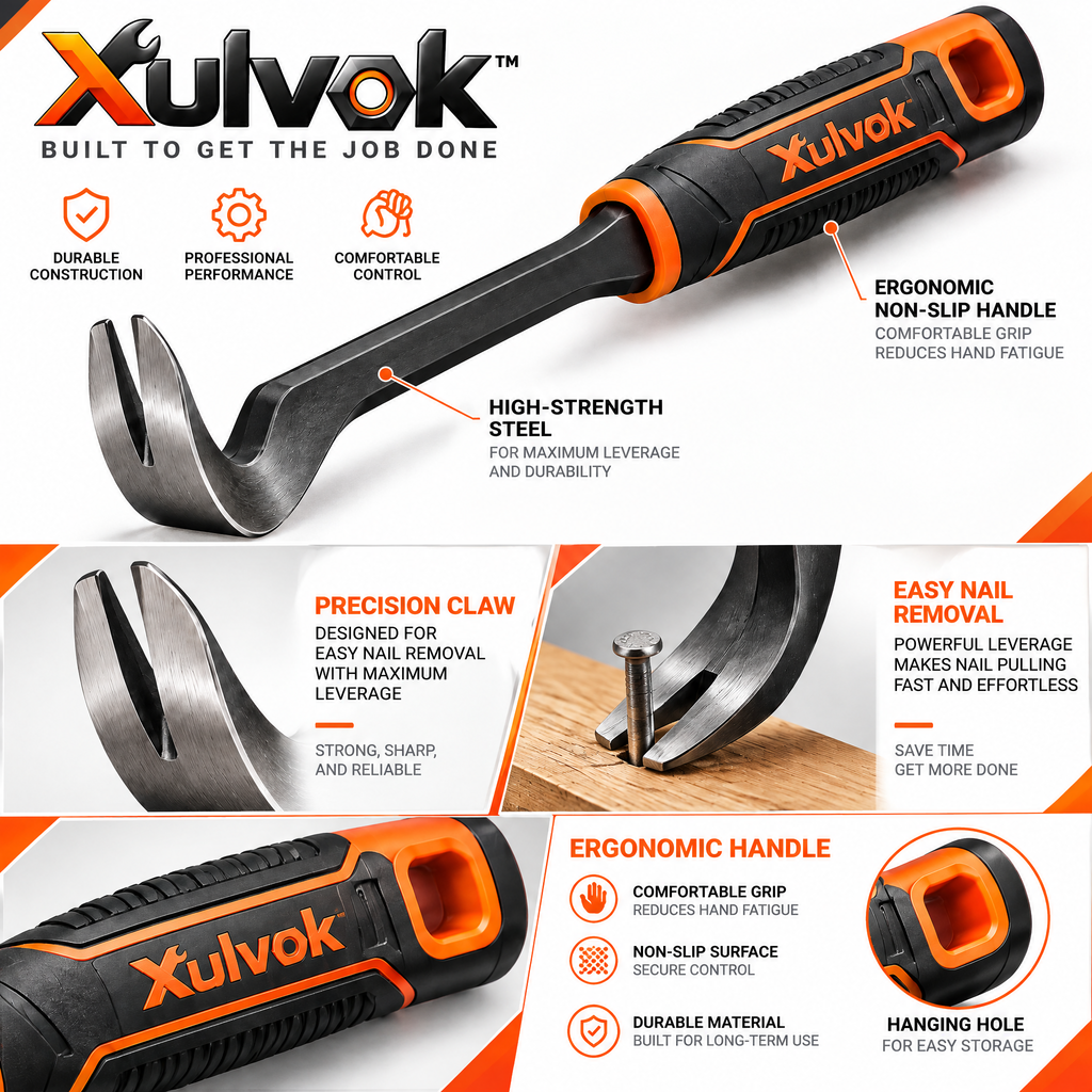 Xulvok™ Angled Nail Puller with Ergonomic Handle — design details