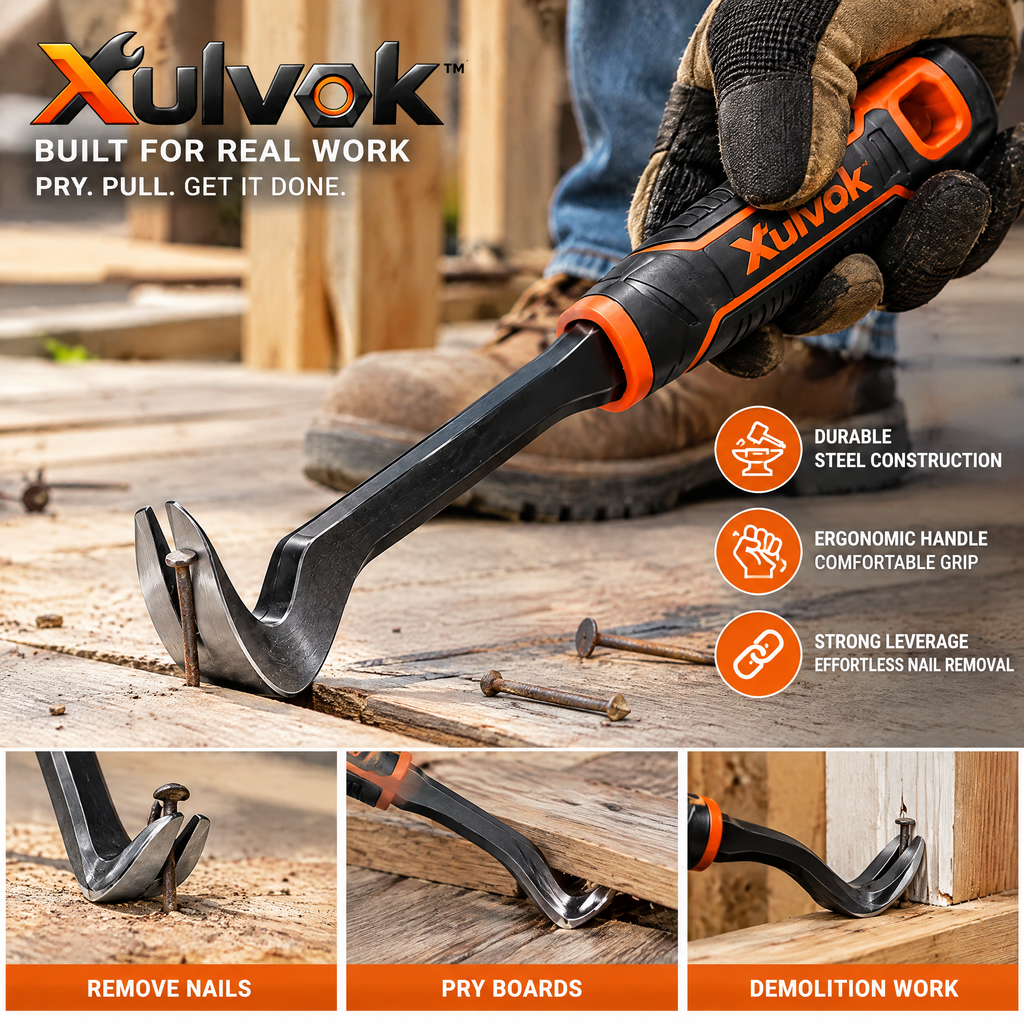 Xulvok™ Angled Nail Puller with Ergonomic Handle — use example