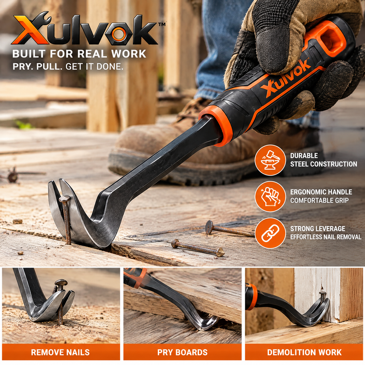 Xulvok™ Angled Nail Puller with Ergonomic Handle — use example