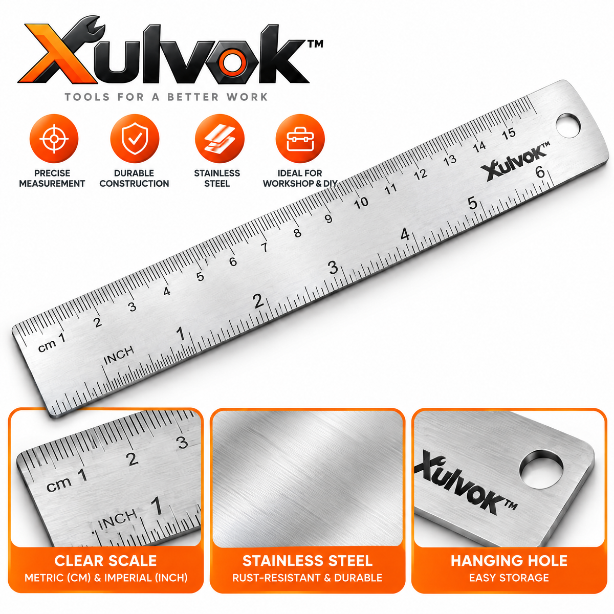 Xulvok™ Metal Straightedge Ruler — design details