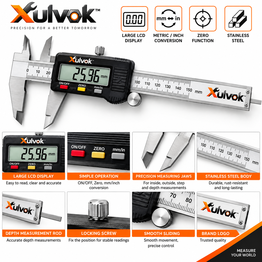 Xulvok™ Digital Caliper with LCD Display — design details