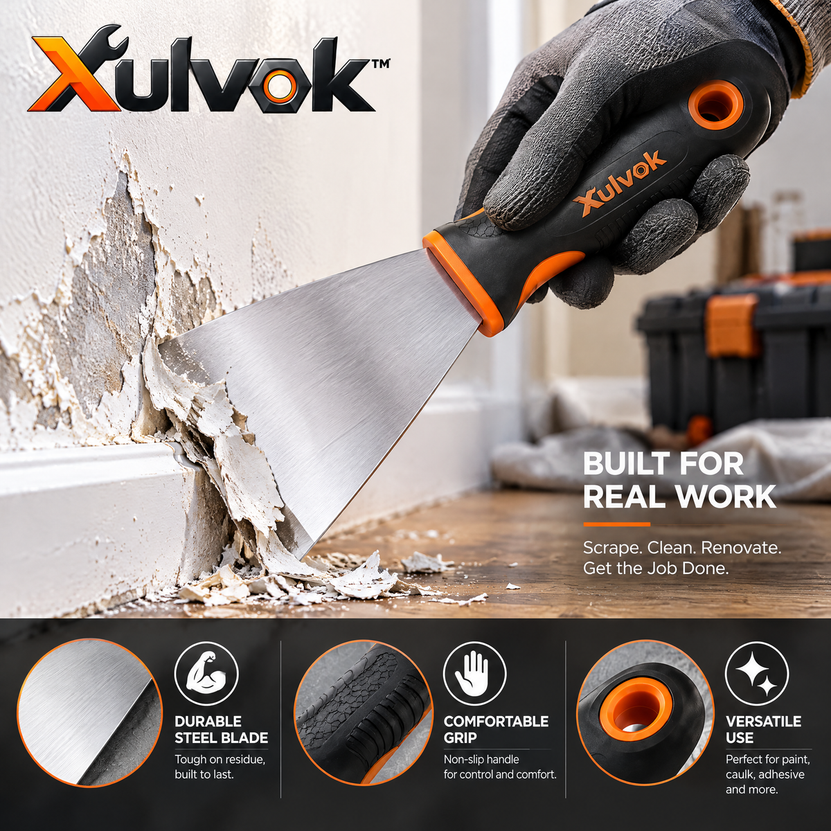 Xulvok™ Wide Blade Putty Knife & Paint Scraper — use example
